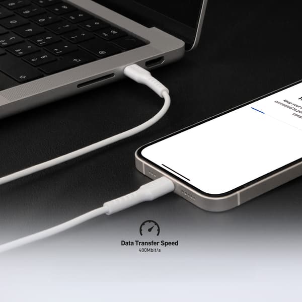 USB-C PD 25W 1 m kaapeli - valkoinen