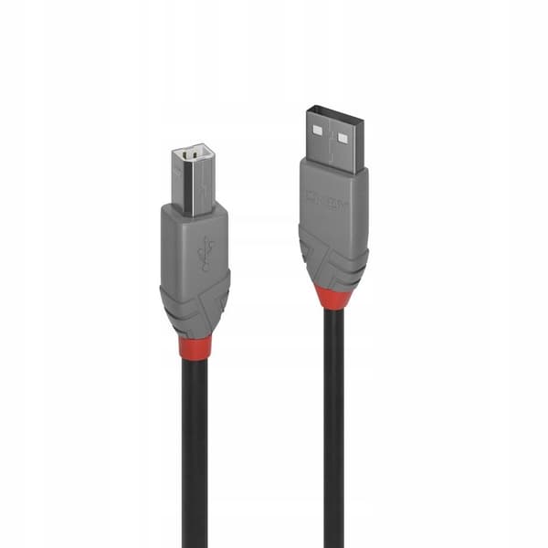 LINDY USB 2.0 -kaapeli A-B, Anthra Line, 1 m, musta
