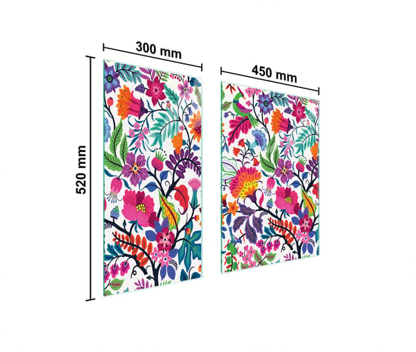 GLASBESKYTTELSESPLADE 75x52 BLOMSTER