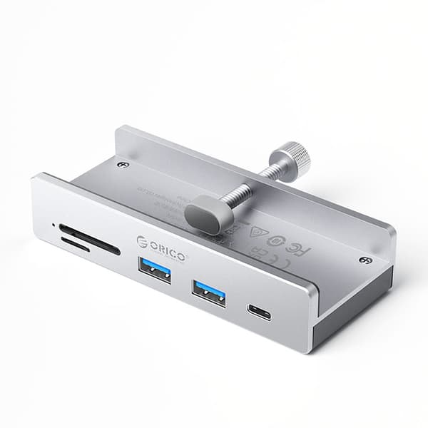 MH5PC Klemmemonteret USB-C / USB-A USB-C SD TF Hub - Sølv