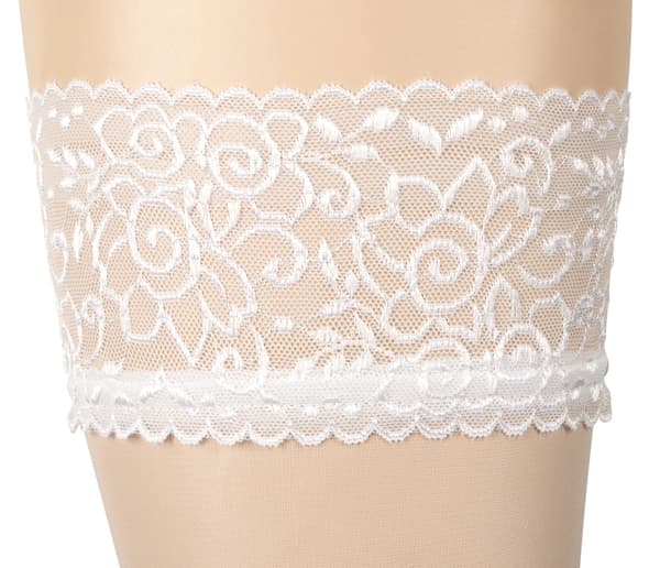 Cottelli LEGWEAR Hvide Klassiske Blondestrømper S