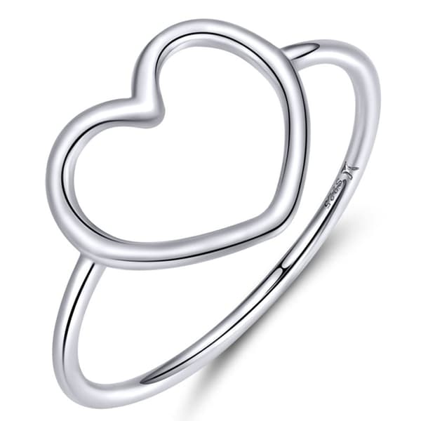 Anillo de plata 925 con forma de corazón, talla 9