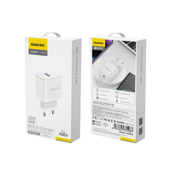 18W USB-A Telefonoplader - Hvid