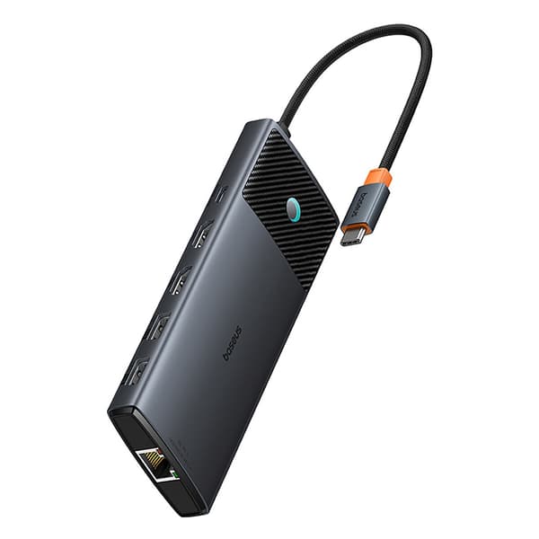 HUB-adapter splitter 10in1 HDMI USB-A USB-C RJ45 SD TF - grå