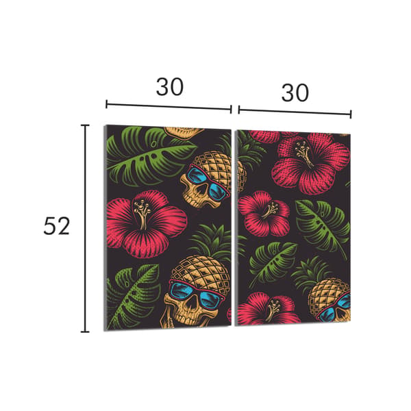 Lasinen liesisuoja 2x30x52 Pineapple