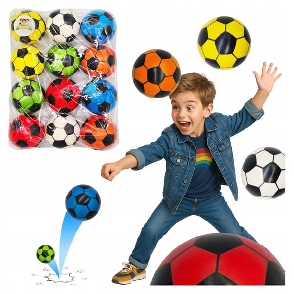 12 x FODBOLD bløde, afslappende ANTI-STRESS bolde 7 CM