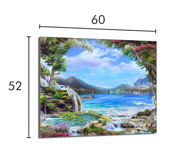 Lasinen suojalevy liedelle 60x52 Mountains
