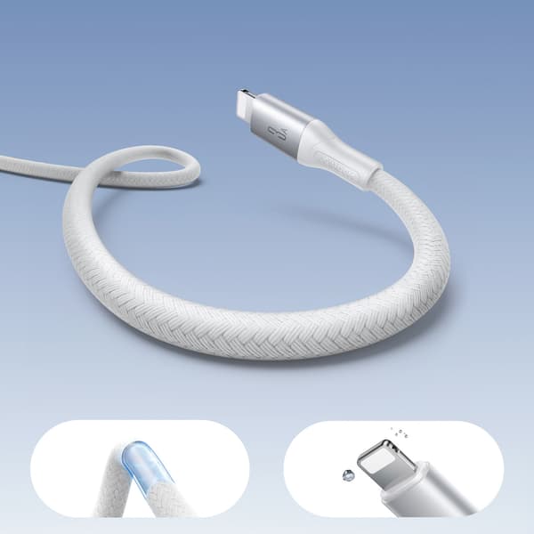 USB-A - iPhone Lightning 3A -kaapeli 2m - Valkoinen