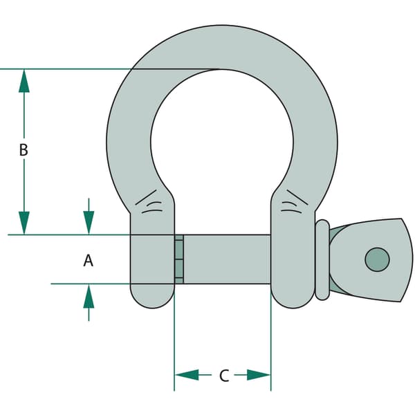 Omega schackel, bågschackel, 1/4”
