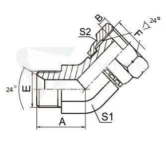 AB-böj 45° M18X1.5 12L