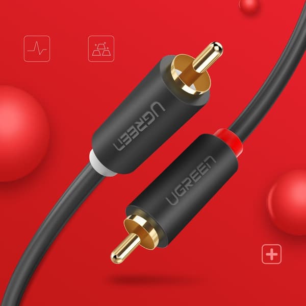 Ljudkabel 2RCA (hane) - 2RCA (hane) 2m - grå