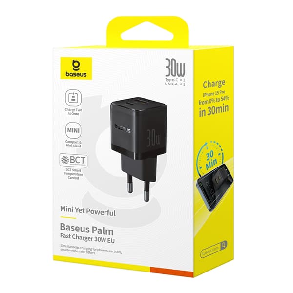 Palm 30W USB-C USB-A -seinälaturi - musta