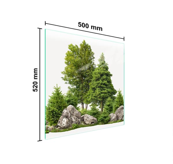 GLASBESKYTTELSESPLADE TIL KOMFUR 50x52 TRÆ