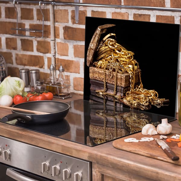 Glasskydd för spishäll 60x52 Guld