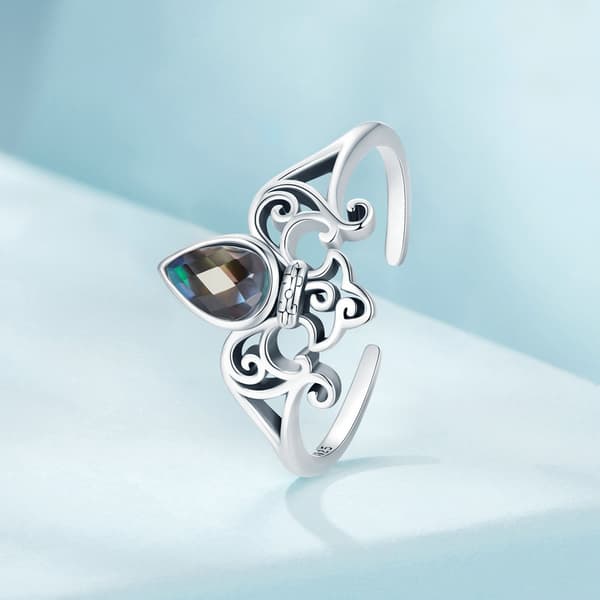 Silverring Justerbar Kristallring Silver 925