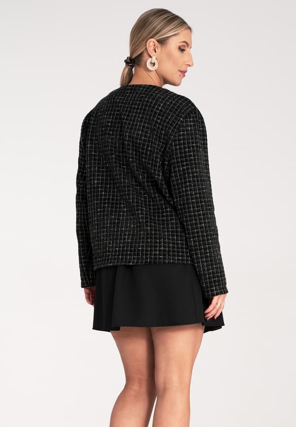 Chanel tweedjacka - rutiget jacka sort størrelse S/M