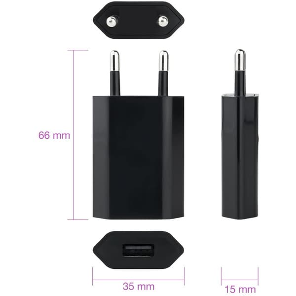 Techly USB 5V 1A Sort Vægoplader