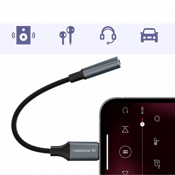iPhone Lightning - 3,5 mm miniliitäntä -sovitin - musta