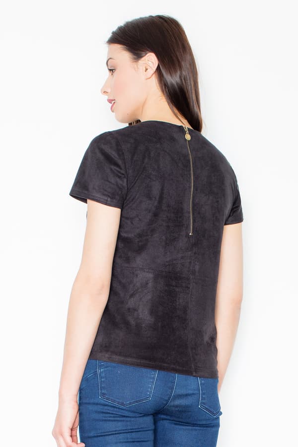 Enkel sort ruskindsbluse M458 størrelse S