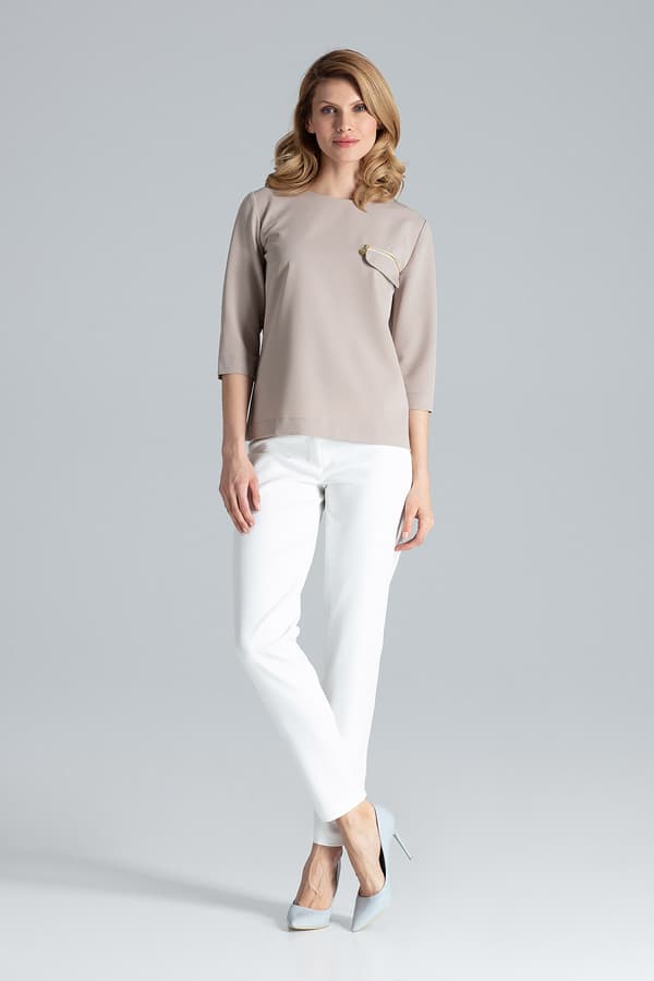 Elegant rosa bluse - beige formel bluse M393 størrelse M