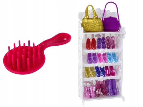 SET docka modern med skor skåp glitter handväskor finlandskt