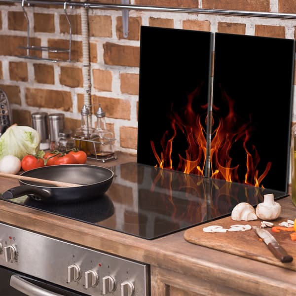 Skyddsplatta i glas för spis 2x30x52 Fire