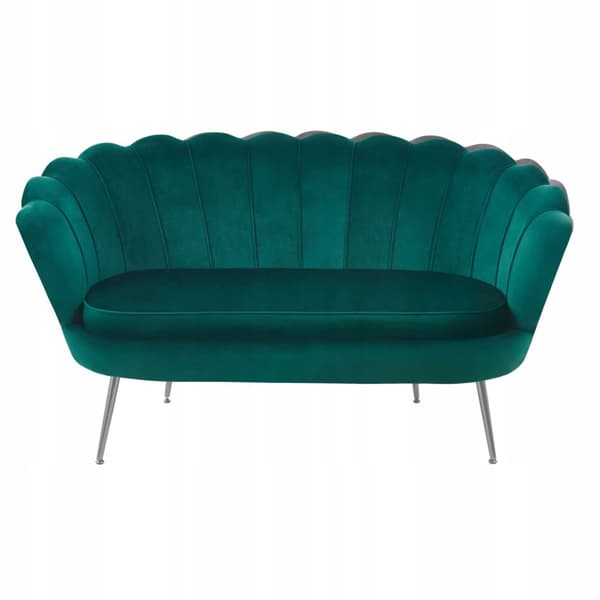 Grön 2-sits soffa för vardagsrummet, klädd i sammet Furnitex