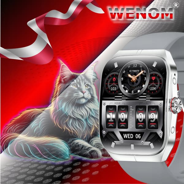 Wenom AMOLED NFC Bluetooth -älykello urheiluun, vedenpitävä Menu PL