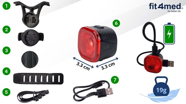 Metall cykelbaglygte intelligent USB