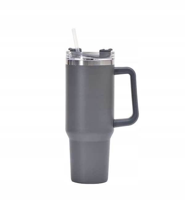 Termosmugg med sugrör för kaffe eller te 1200 ml grå XXL