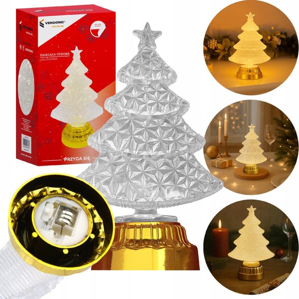 Vergionic LED-juletræ 16 cm krystaldekorationslampe til jul