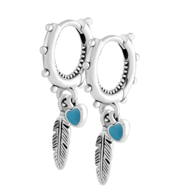 Pendientes de plata Pendientes de corazón de plumas Pendientes de cobre