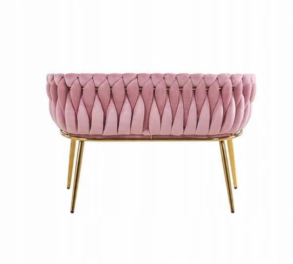 TVÅSITSIG ROSA Art DECO-soffa med sammanflätade GYLLENE BEN för VARDAGSRUM