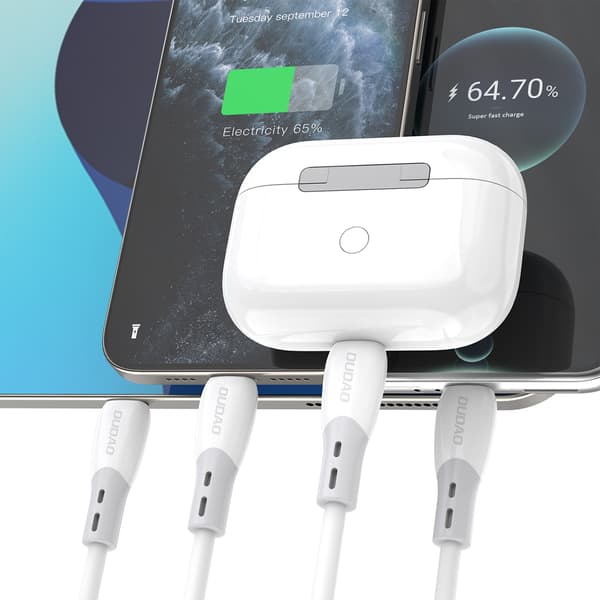 Silikonflätad kabel USB-C L25SC 60W 1m - Vit
