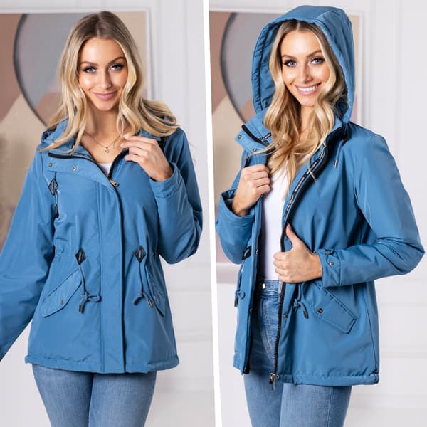 TÆT FORÅRSFRAKKE med hætte PARKA 3 FARVER Transitional M Sort