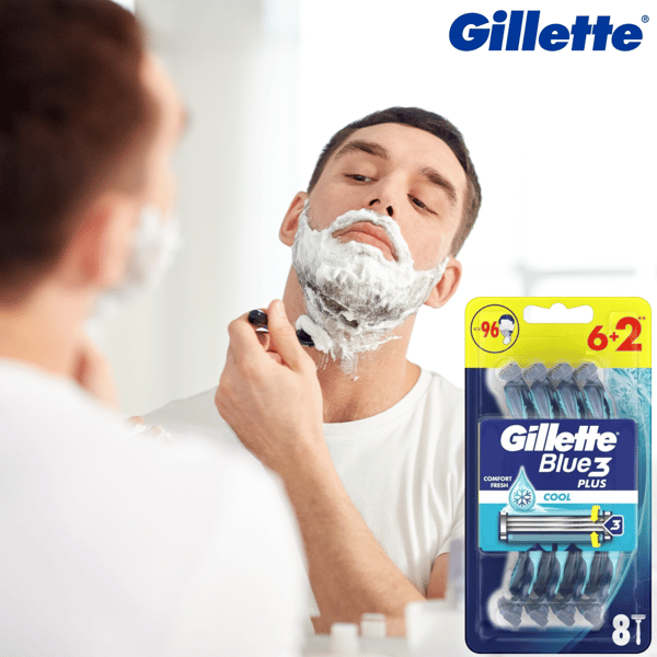 Gillette Blue3 Plus Cool engangsbarberblade 6+2 stk.
