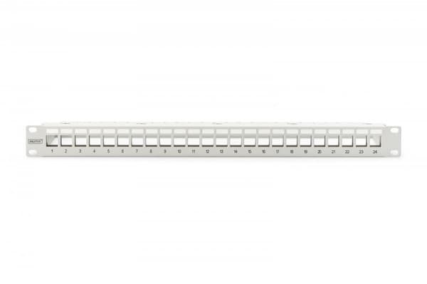 DIGITUS 19" 24-ports 1U patchpanel til Keystone-moduler (RAL 7035)