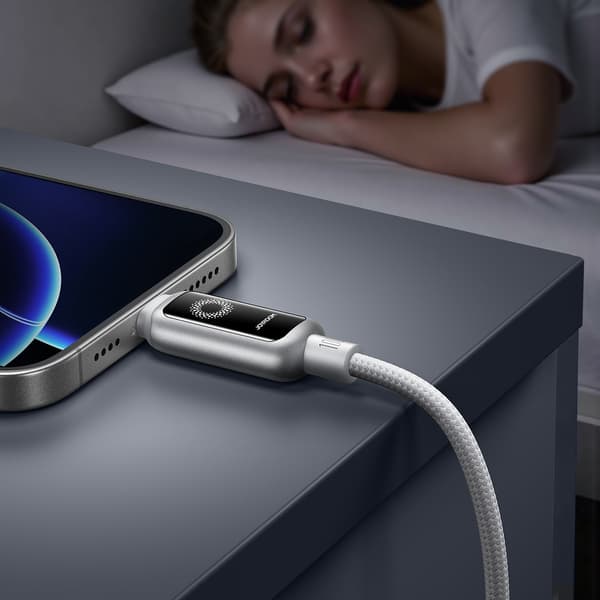 Flettet USB-C kabel 100W 1.2m - hvid