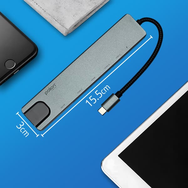 USB-C HUB 2*USB-A + 2*USB-C + RJ45 + HDMI + SD/TF