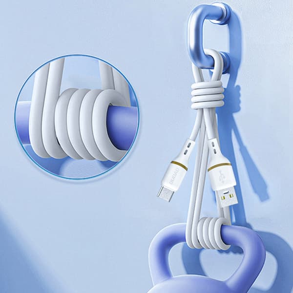 USB-A - iPhone Lightning-kabel med silikoneflet 30W 1m - hvid