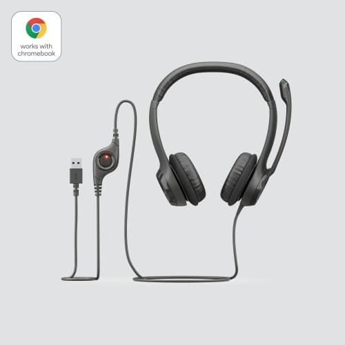 Logitech H390 USB-hörlurar med kabel, USB typ A, svart