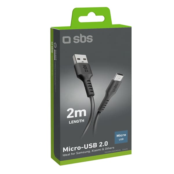 USB-A - Micro-USB 2m kaapeli - musta