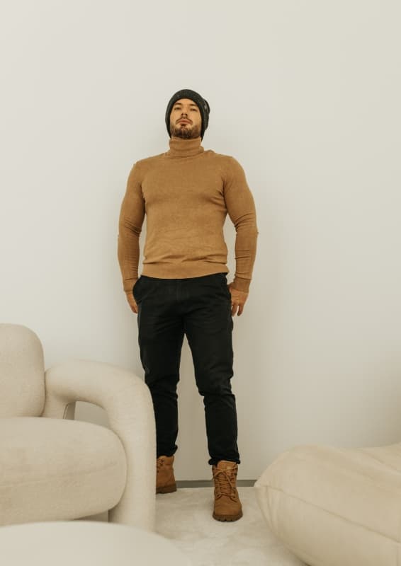 BCM-BK-04 GRÅ Herre vinterhue med foldbar ærme VINTER