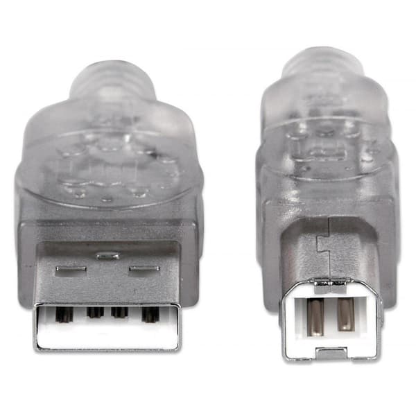 Manhattan USB 2.0 A-B M/M USB-kabel, 5m, sølv