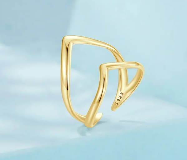 Sølvring Justerbar Guld Dobbeltring Sølv 925