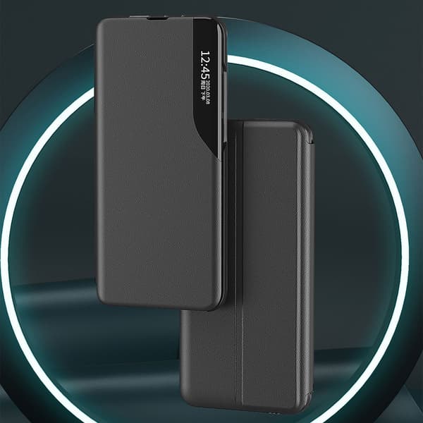 Eco Læder View Cover med Flip og Stand til iPhone 16e - Sort
