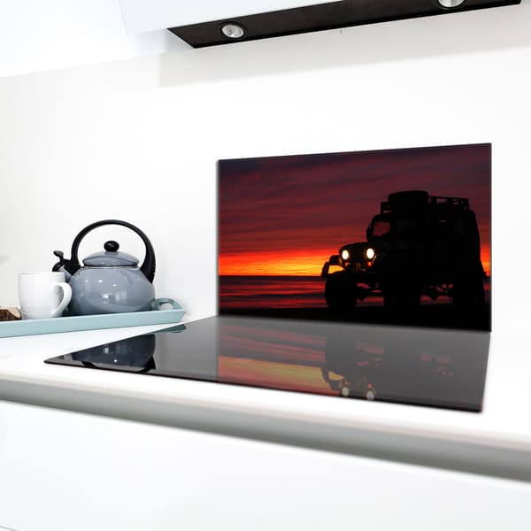 Lasinen suojalevy liedelle 90x52 Auto