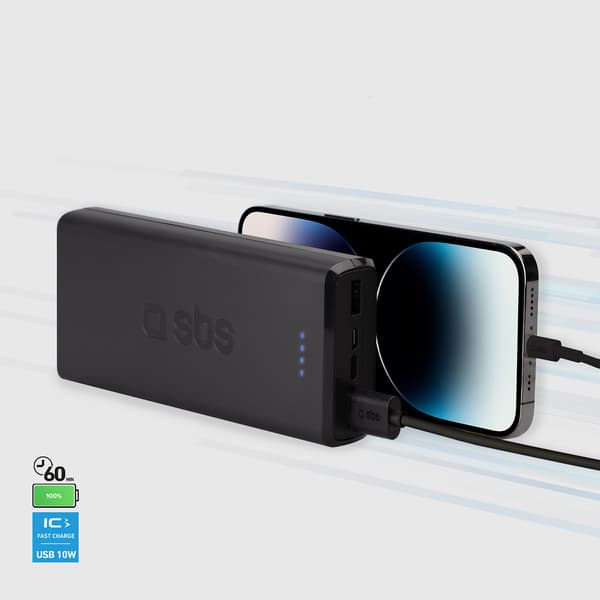 Powerbank 20000 mAh USB-A USB-C - sort