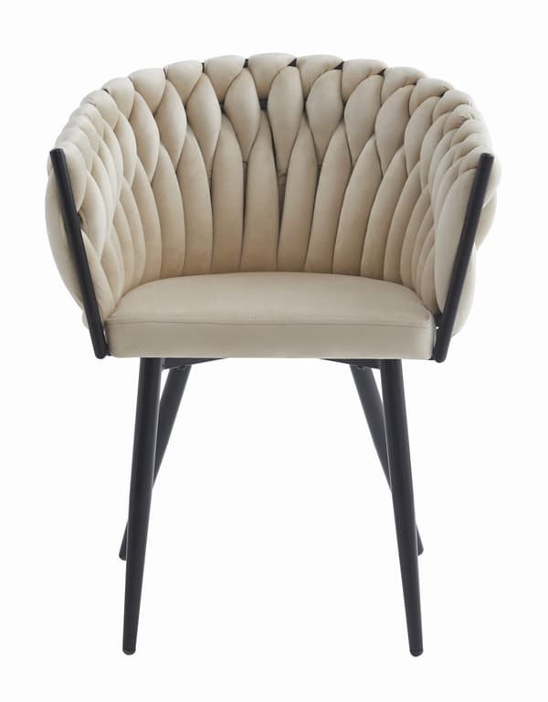 ORION stol - beige velour / sorte ben x 2