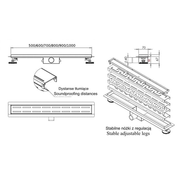 SLEEK LINEÆRT AFLØB 60 CM